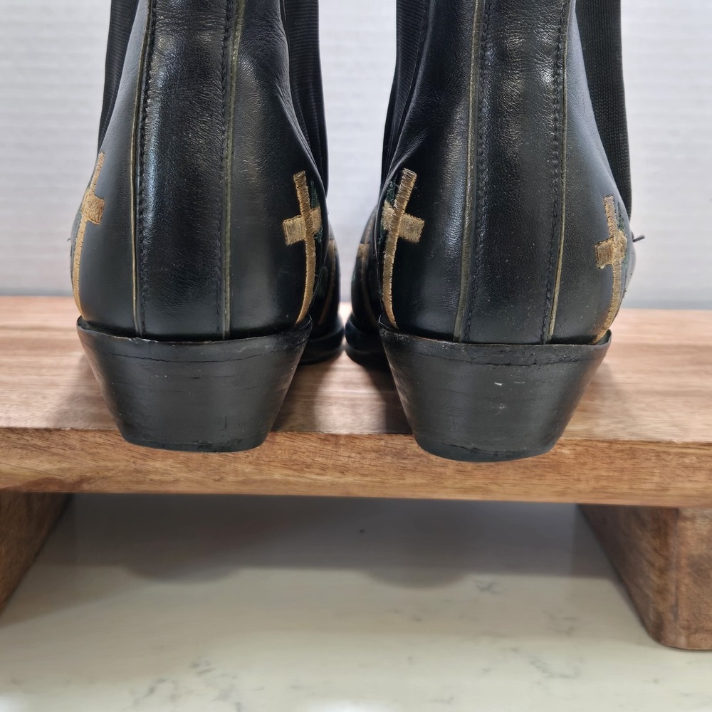 Limited Edition Manuel Western Boots 7.5 Black Embroidered Roses Cross Womens - Picture 5 of 16